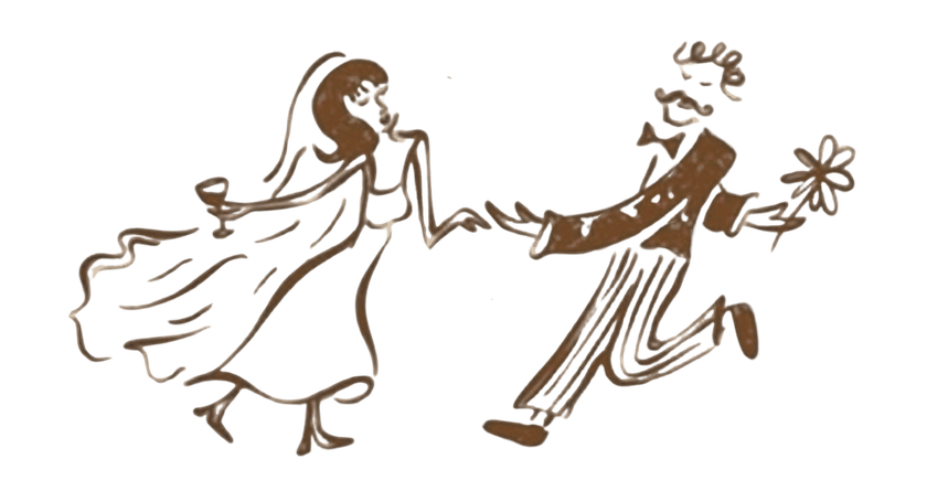 Ilustración de los novios bailando